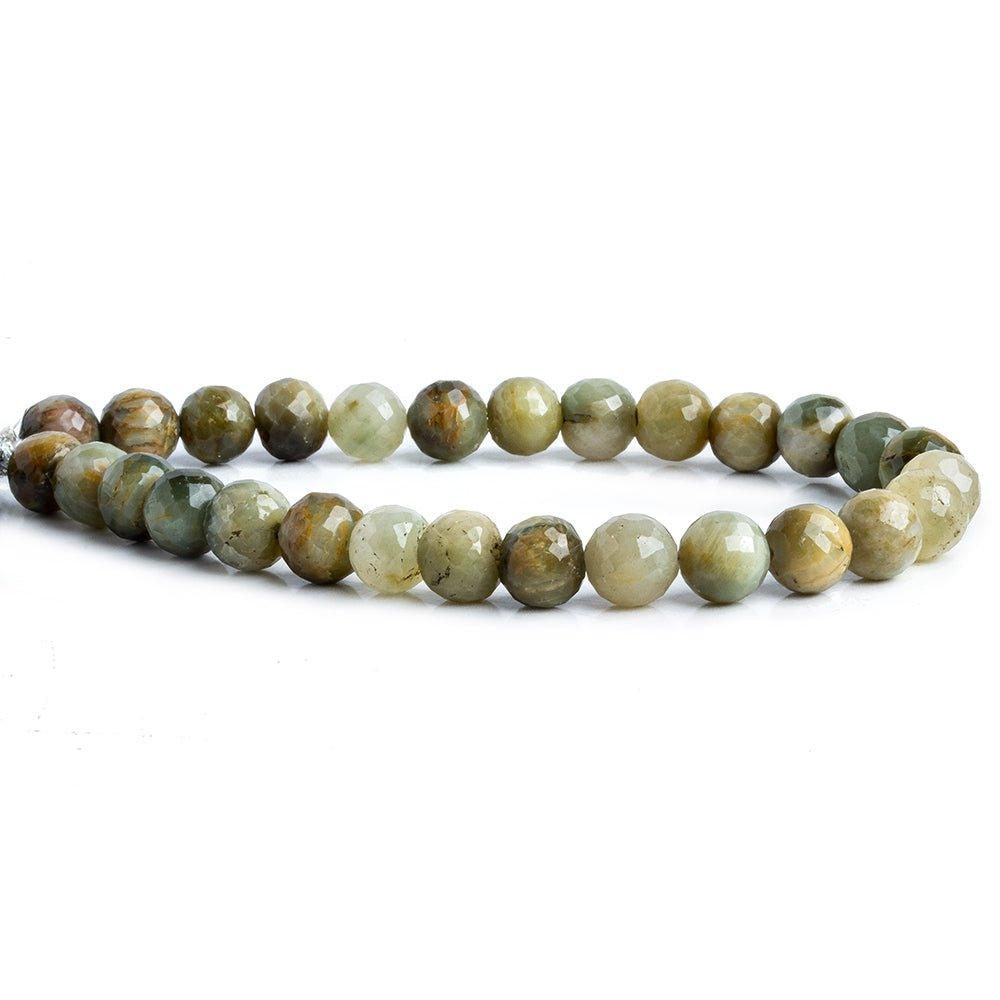 8mm Green Cat's Eye Quartz Faceted Round Beads 8 inch 28 pieces - The Bead Traders