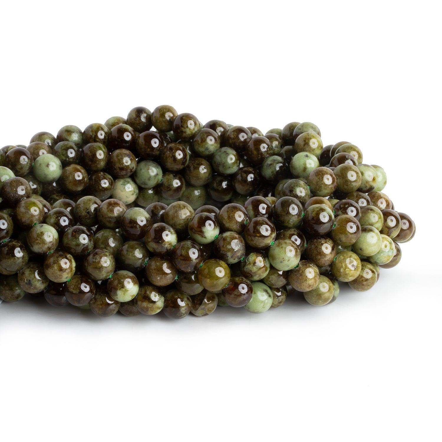 8mm Green Grossular Garnet Rounds 15 inch 45 beads - The Bead Traders
