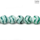 8mm Green & White Tibetan Agate faceted rounds 15 inch 47 beads - The Bead Traders