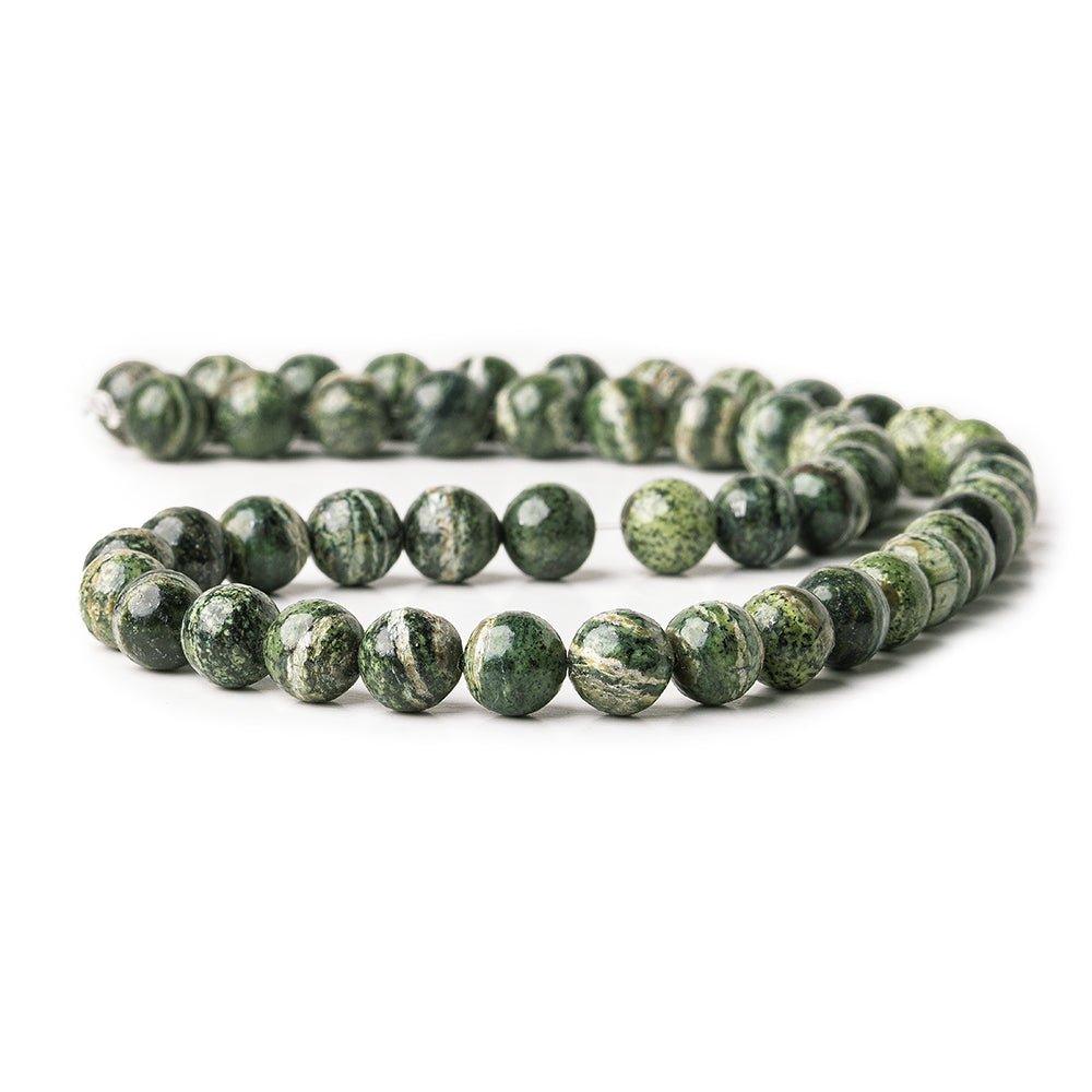8mm Green Zebra Jasper plain rounds Large 1mm Hole 15 inch 46 beads - The Bead Traders