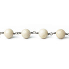 8mm Grey River Stone Jasper plain round Black Gold plated Chain by the foot with 22 pieces - The Bead Traders