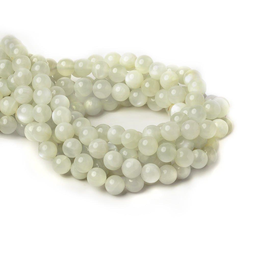8mm Greyish White Moonstone plain rounds 48 beads 15 inch - The Bead Traders