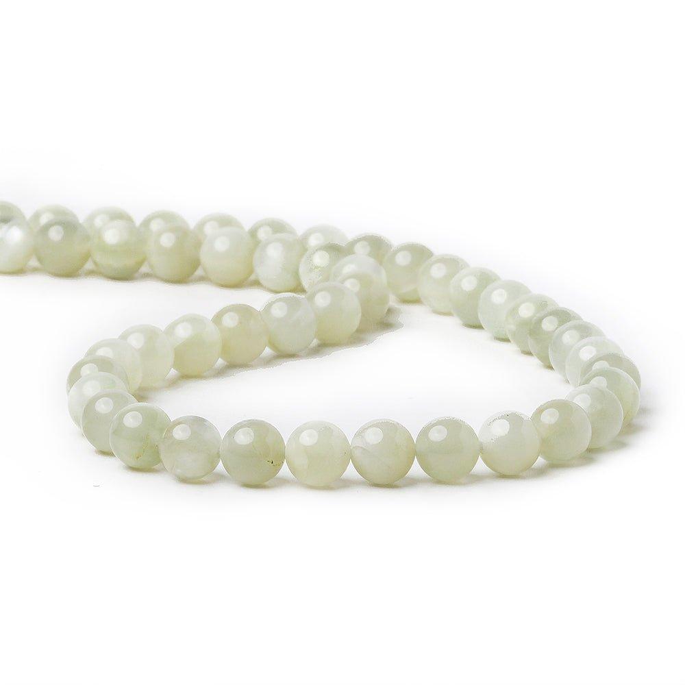 8mm Greyish White Moonstone plain rounds 48 beads 15 inch - The Bead Traders