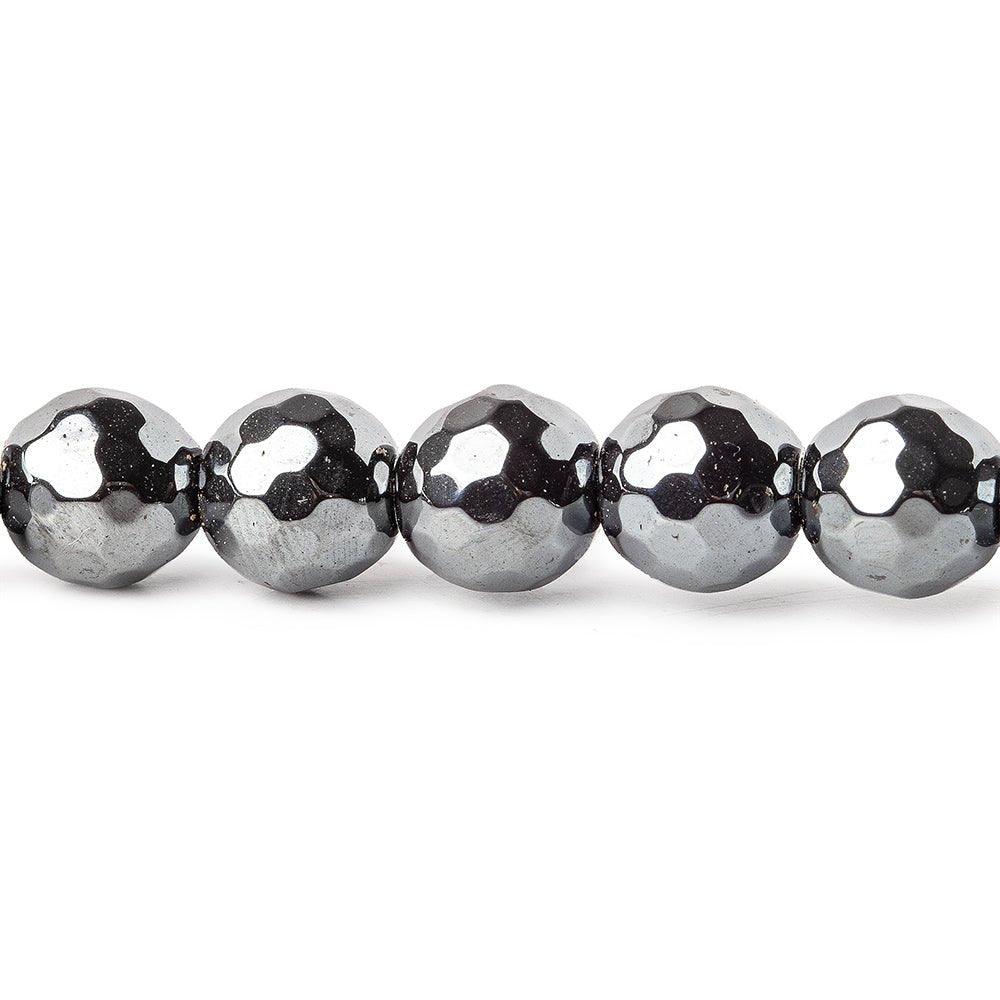 8mm Hematite Faceted Round Beads 15 inch 51 pieces - The Bead Traders