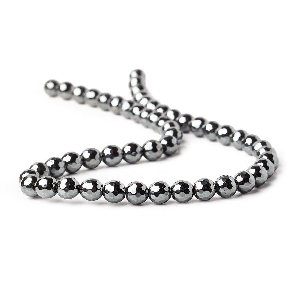 8mm Hematite Faceted Round Beads 15 inch 51 pieces - The Bead Traders