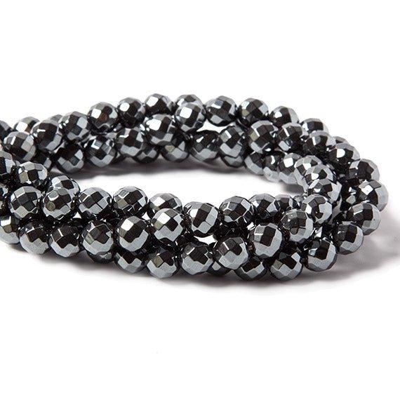 8mm Hematite faceted round Beads 15.5 inches 52 pieces - The Bead Traders