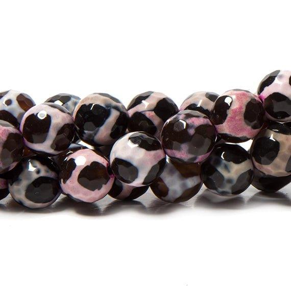 8mm Honeycomb Black & Multi Color Agate faceted round 15 inch 48 Beads - The Bead Traders