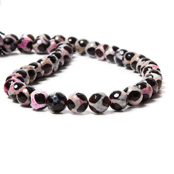 8mm Honeycomb Black & Multi Color Agate faceted round 15 inch 48 Beads - The Bead Traders