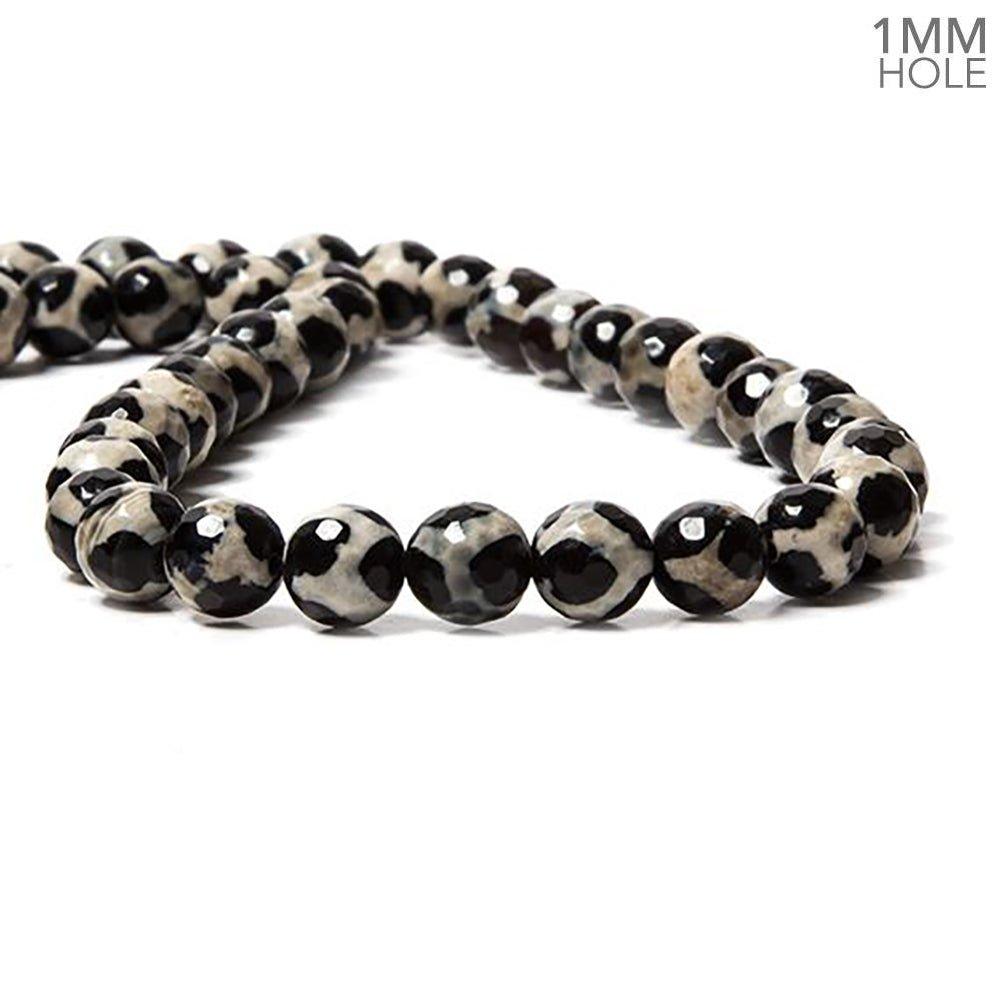 8mm Honeycomb Black & Tan Agate faceted round 15 inch 48 Beads - The Bead Traders