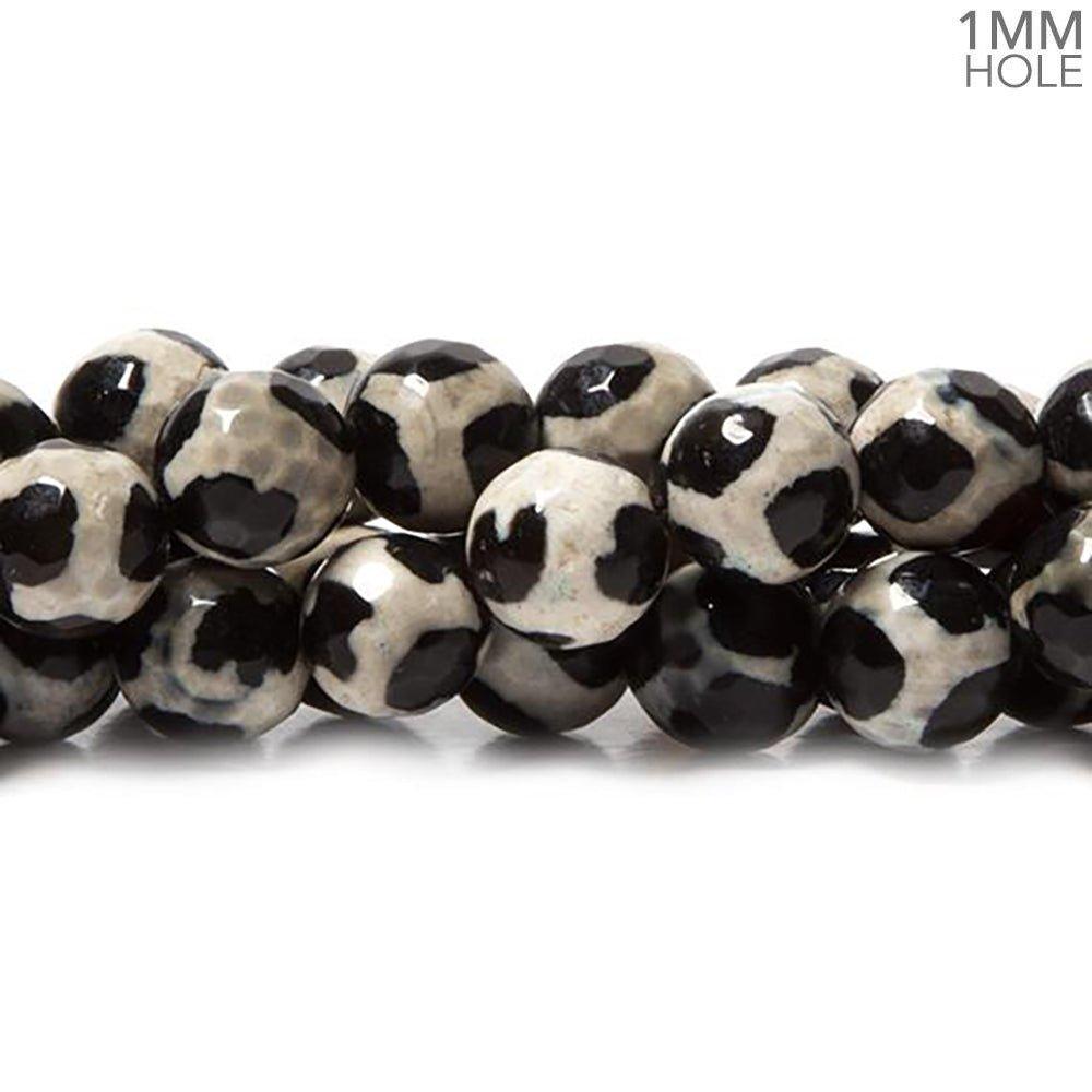 8mm Honeycomb Black & Tan Agate faceted round 15 inch 48 Beads - The Bead Traders