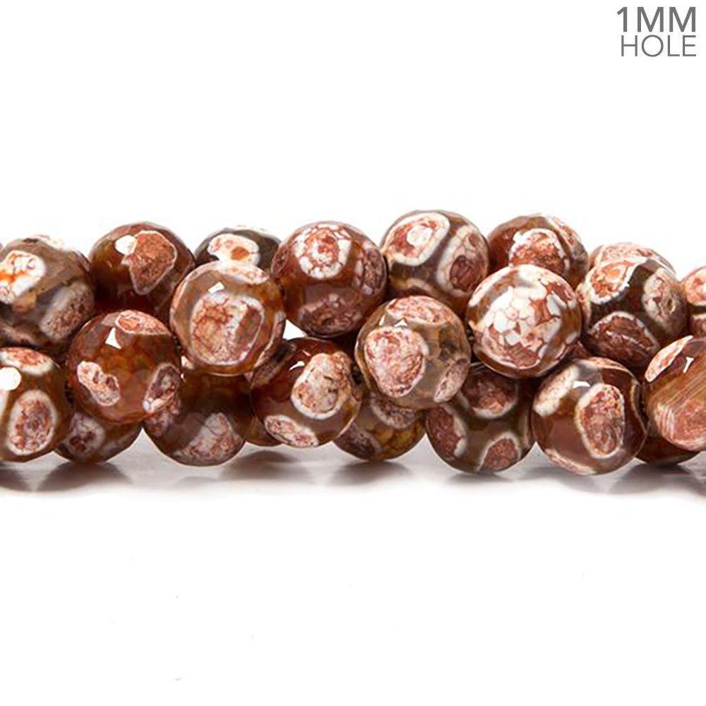 8mm Honeycomb Burnt Orange & Cream Agate faceted round 15 in 48 Beads - The Bead Traders