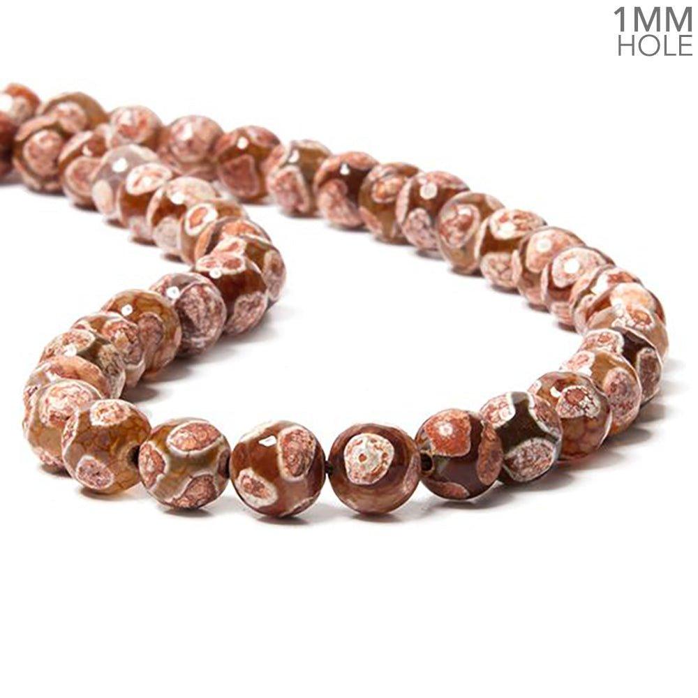8mm Honeycomb Burnt Orange & Cream Agate faceted round 15 in 48 Beads - The Bead Traders