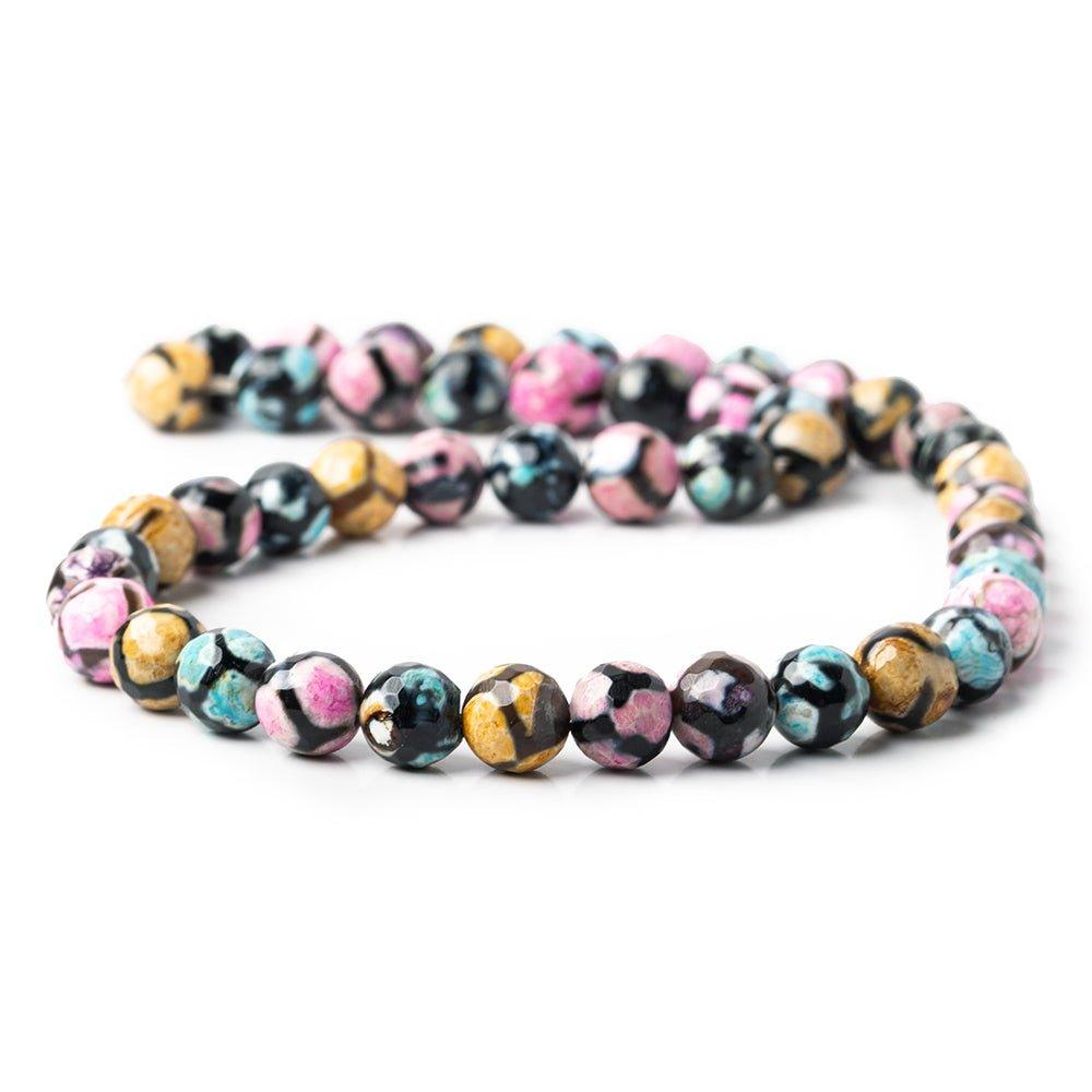 8mm Honeycomb Multi Color & Black Agate faceted round 15 inch 48 Beads - The Bead Traders