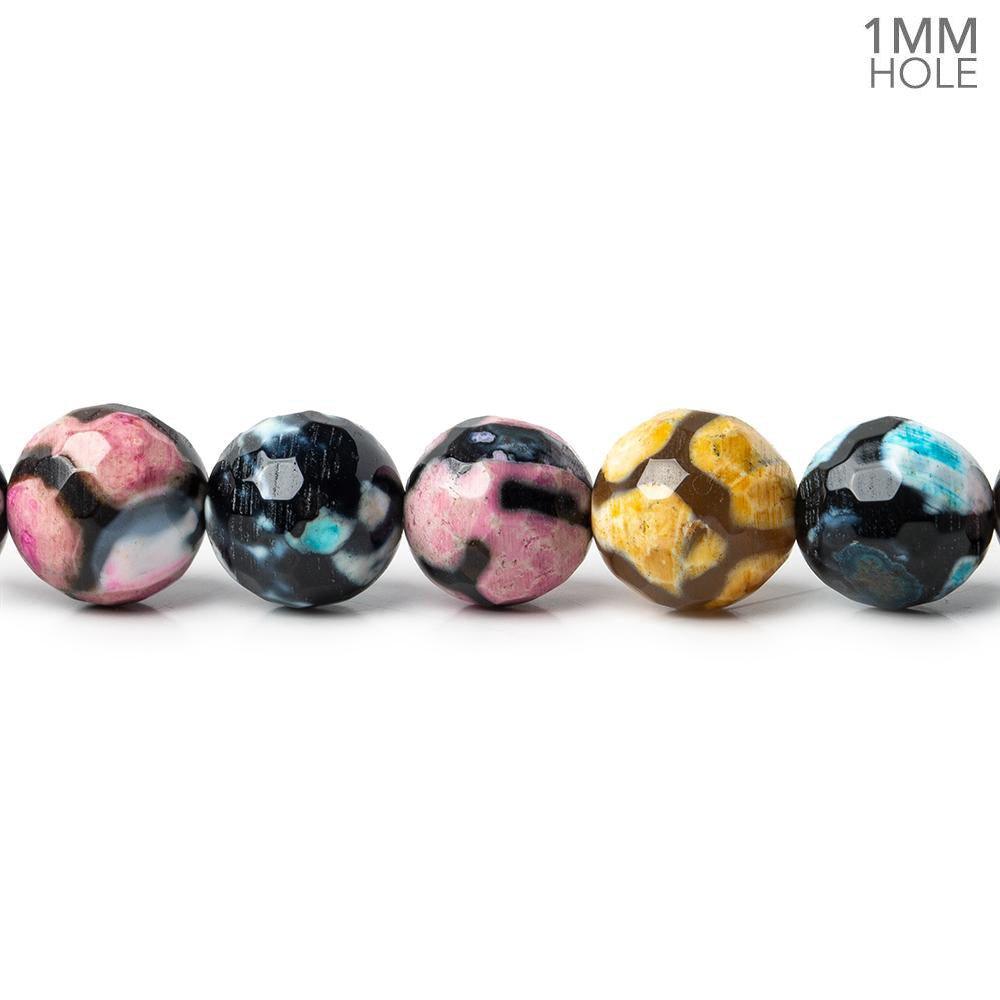 8mm Honeycomb Multi Color & Black Agate faceted round 15 inch 48 Beads - The Bead Traders