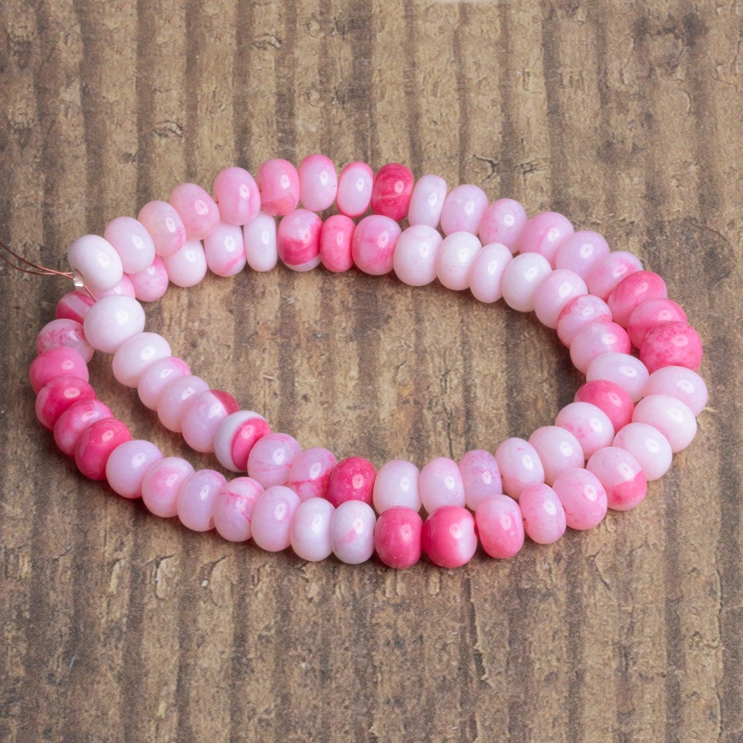 8mm Hot Pink Opal Plain Rondelles 16 inch 65 beads - The Bead Traders