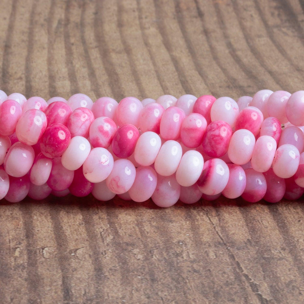 8mm Hot Pink Opal Plain Rondelles 16 inch 65 beads - The Bead Traders