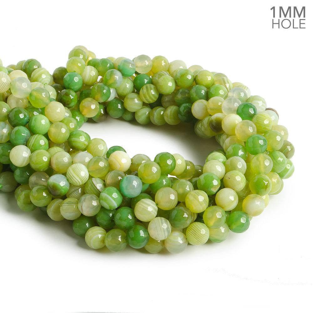 8mm Irish Green Agate faceted rounds 15 inch 47 beads - The Bead Traders