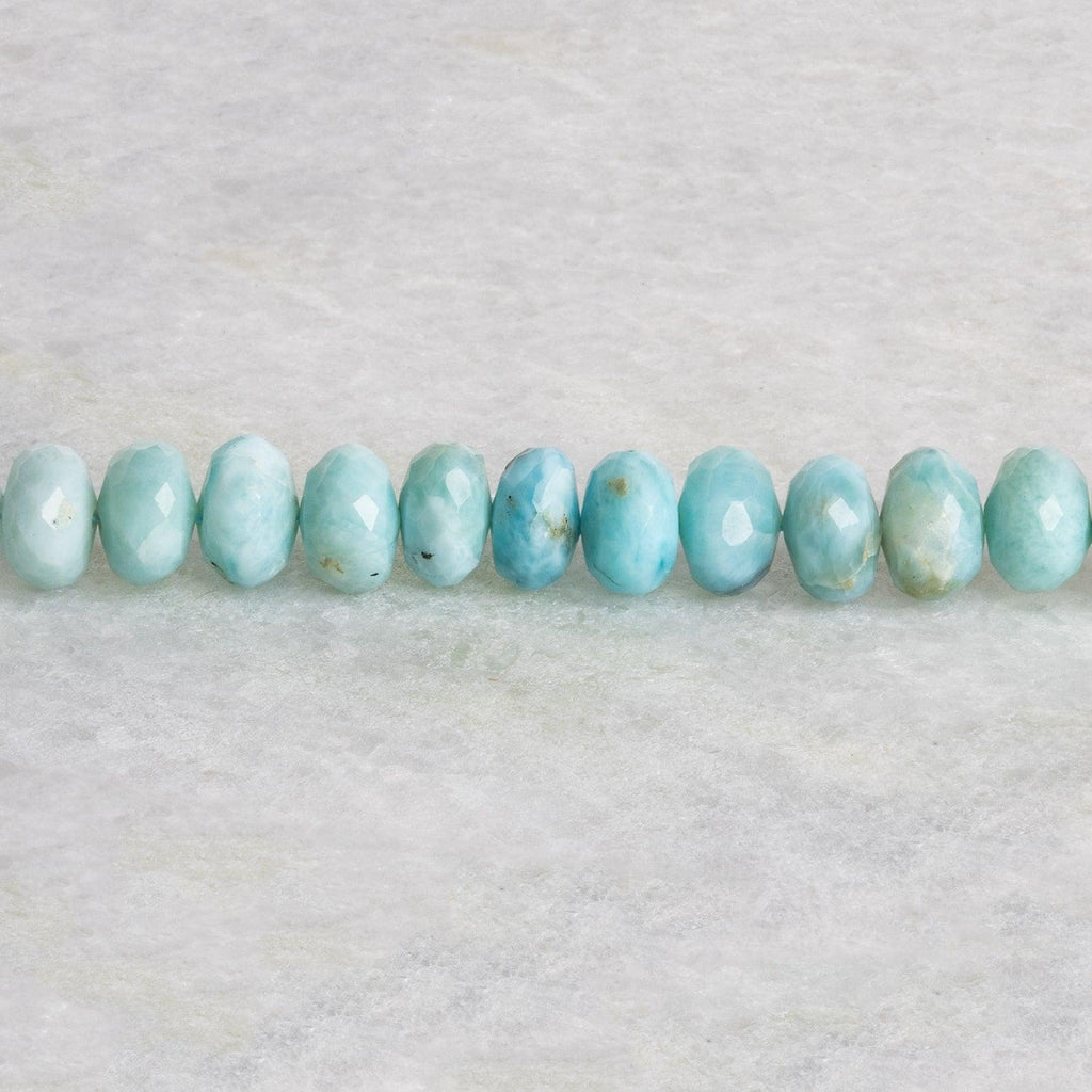 8mm Larimar Faceted Rondelles 14 inch 65 beads - The Bead Traders