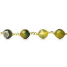 8mm Lemon Lime Green Agate faceted round Gold Chain by the foot 21 beads - The Bead Traders