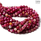 8mm Magenta Banded Agate faceted Round Beads 15 inch 45 pieces - The Bead Traders