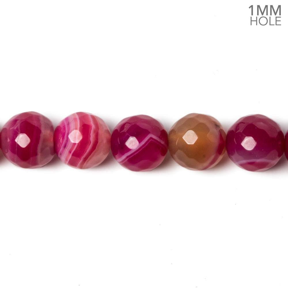 8mm Magenta Banded Agate faceted Round Beads 15 inch 45 pieces - The Bead Traders