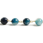 8mm Marine Blue banded Agate faceted round Gold Chain by the foot with 21 pieces - The Bead Traders