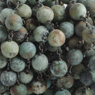 8mm Matte African Turquoise plain round Black Gold plated Chain by the foot with 22 pieces - The Bead Traders