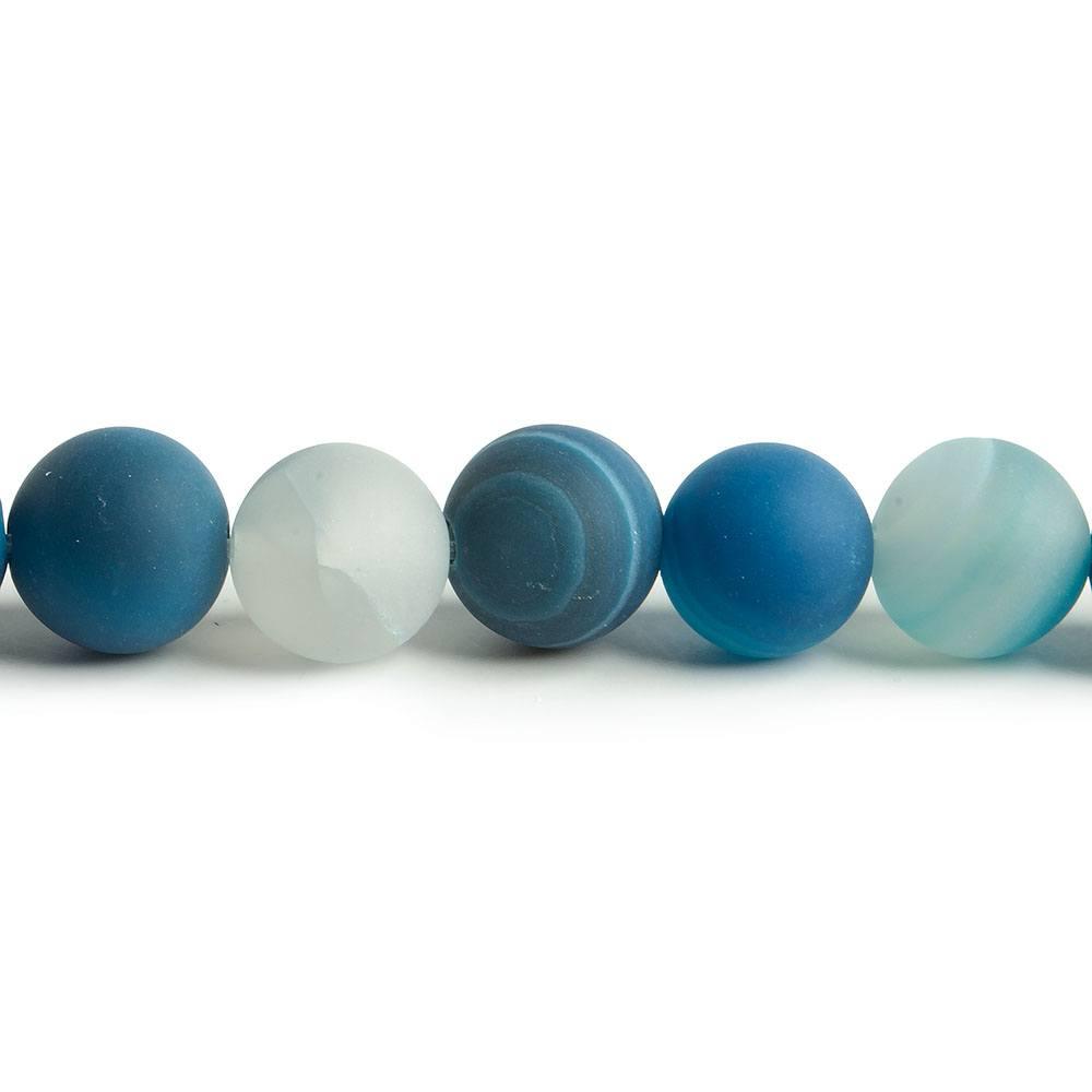 8mm Matte Banded Teal Blue Agate plain rounds 15 inch 47 beads - The Bead Traders