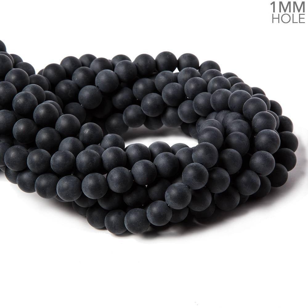 8mm Matte Black Onyx plain round beads 16 inch 48 pieces - The Bead Traders