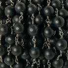 8mm Matte Black Onyx plain round Black Gold plated Chain by the foot 20 pieces - The Bead Traders
