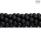 8mm Matte Black Onyx w/ Moon & Star Etching Rounds 15 inch 48 beads - The Bead Traders
