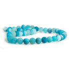 8mm Matte Blue Agate Drusy Plain Round Beads 15 inch 45 pieces - The Bead Traders
