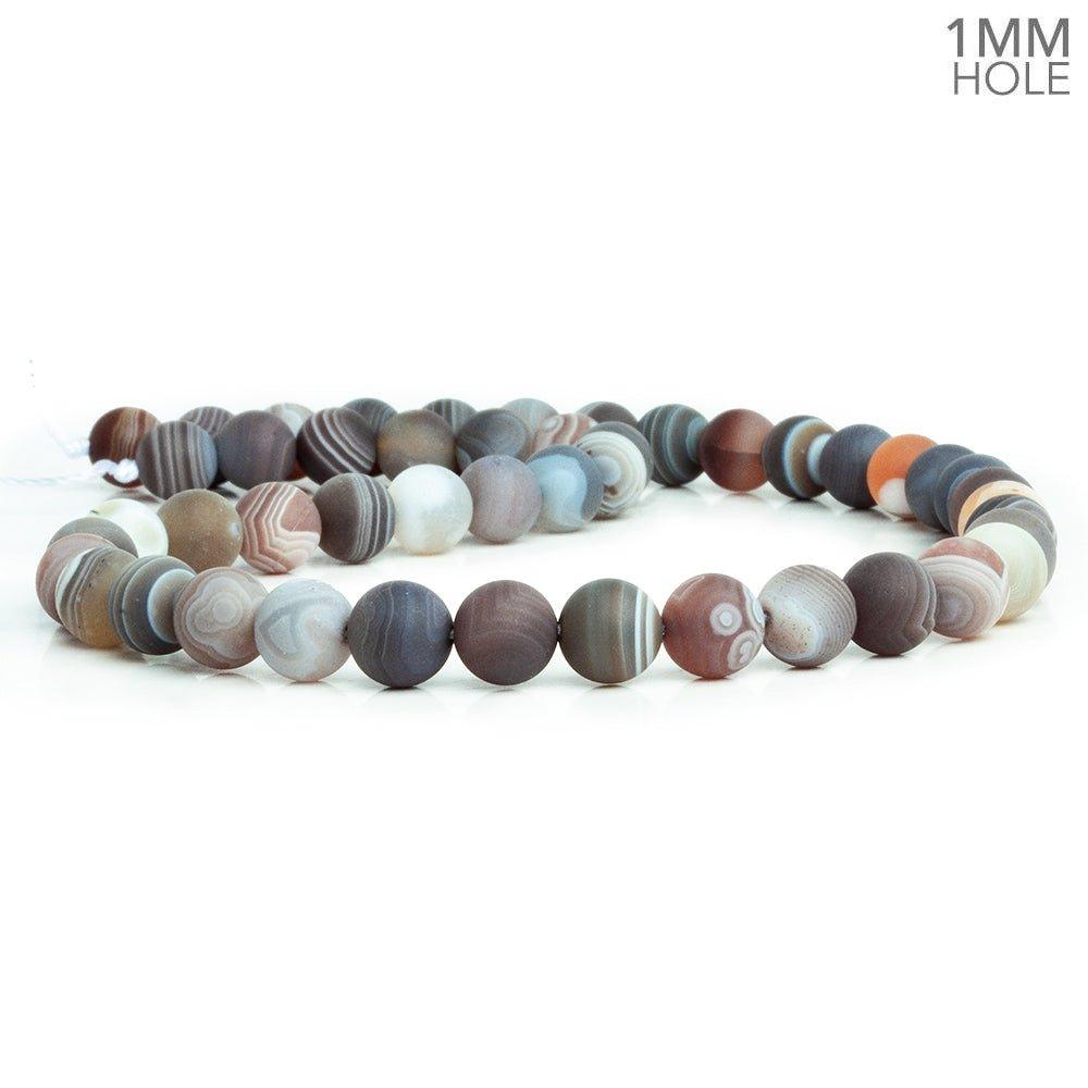 8mm Matte Botswana Agate Plain Round Beads 15 inch 45 pieces - The Bead Traders