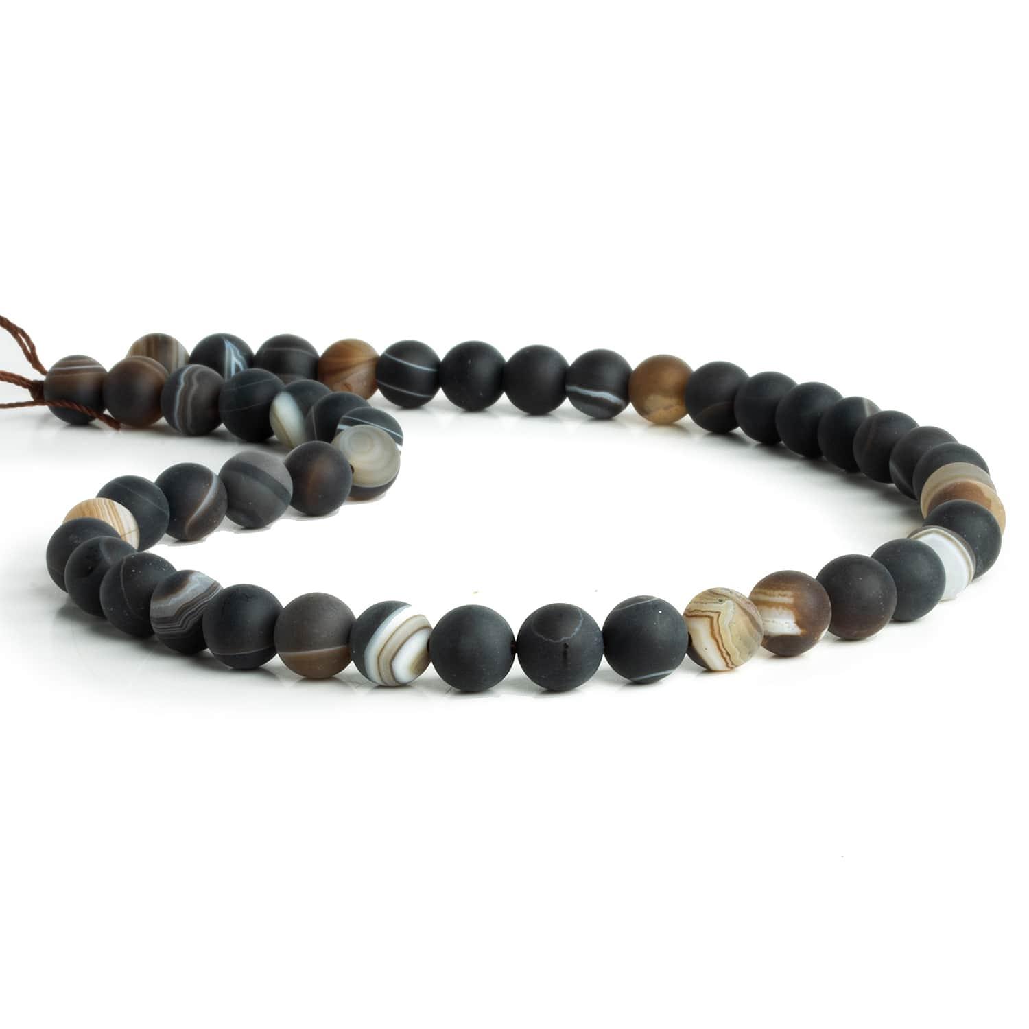 8mm Matte Botswana Agate Plain Rounds 15 inch 45 beads - The Bead Traders