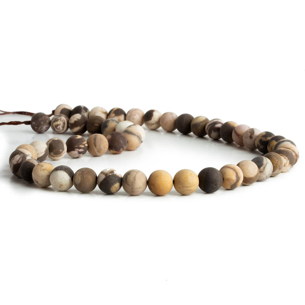 8mm Matte Brown Zebra Jasper Plain Rounds 15 inch 45 beads - The Bead Traders