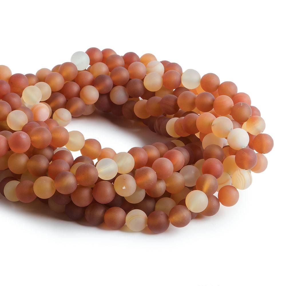 8mm Matte Carnelian plain round beads 14.5 inch 47 pieces - The Bead Traders