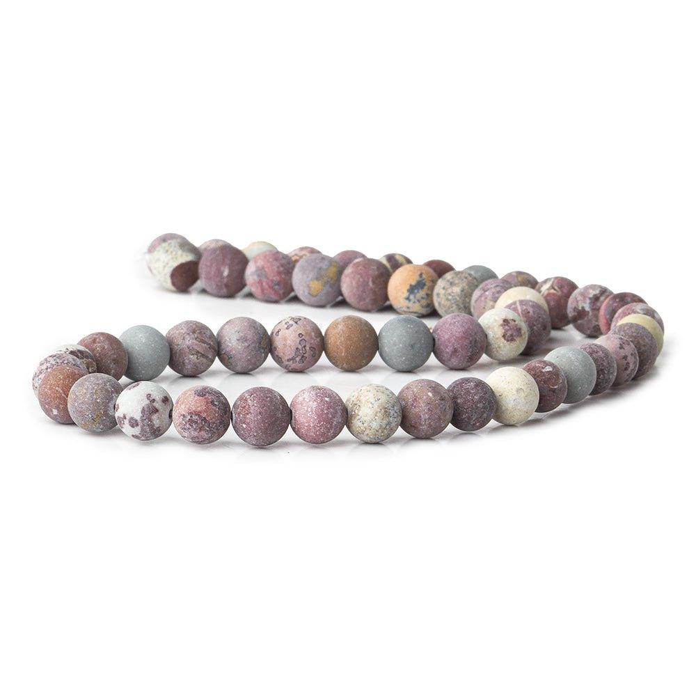 8mm Matte Coffee Bean Jasper plain round beads 15 inch 49 pieces - The Bead Traders