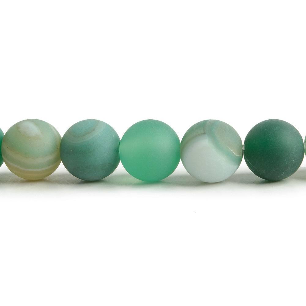 8mm Matte Crackled True Green Agate plain rounds 15 inch 47 beads - The Bead Traders
