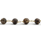 8mm Matte Dark Brown Tibetan Agate round Gold Chain by the foot with 21 pcs - The Bead Traders