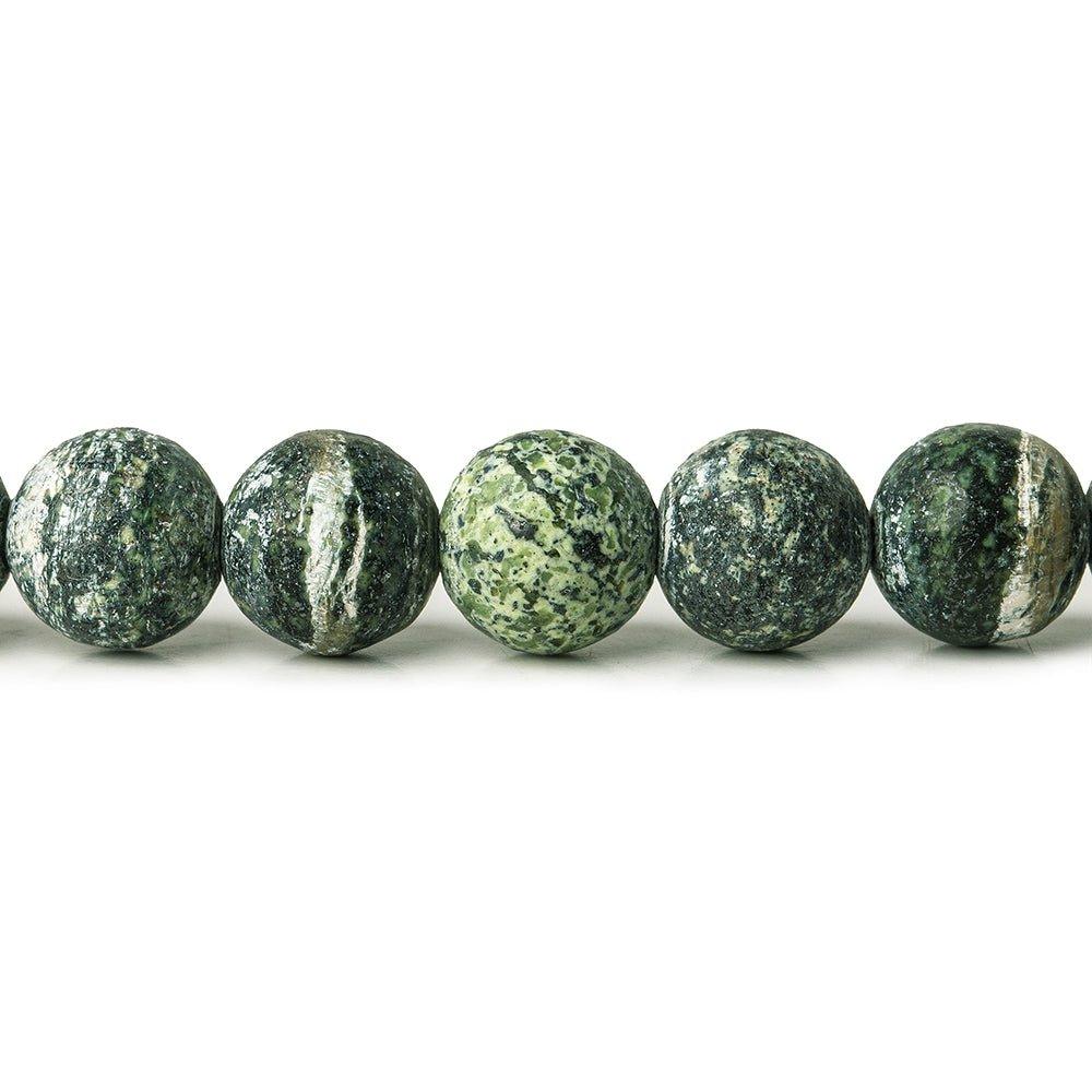 8mm Matte Green Zebra Jasper plain rounds Large 1mm Hole 15 inch 46 beads - The Bead Traders