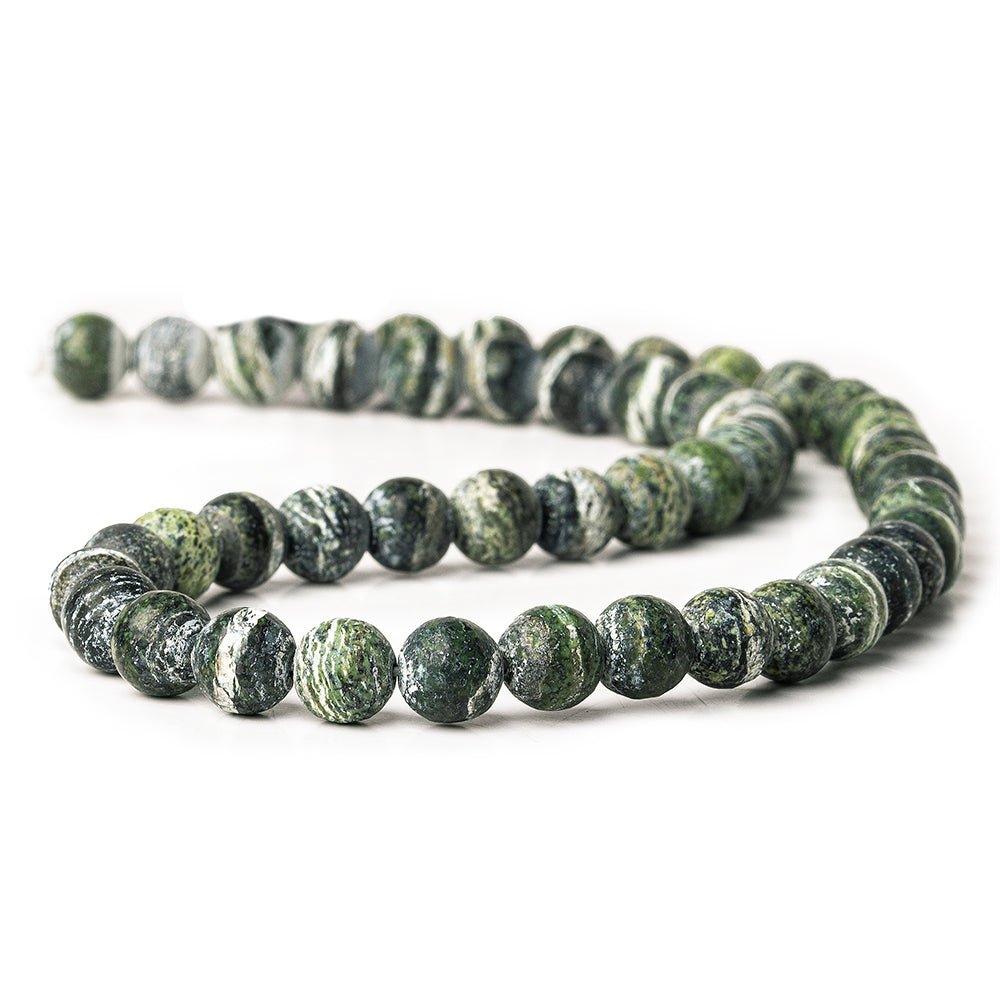 8mm Matte Green Zebra Jasper plain rounds Large 1mm Hole 15 inch 46 beads - The Bead Traders