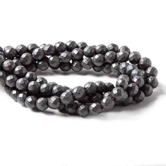 8mm Matte Hematite faceted round beads 15.5 inch 53 pieces - The Bead Traders