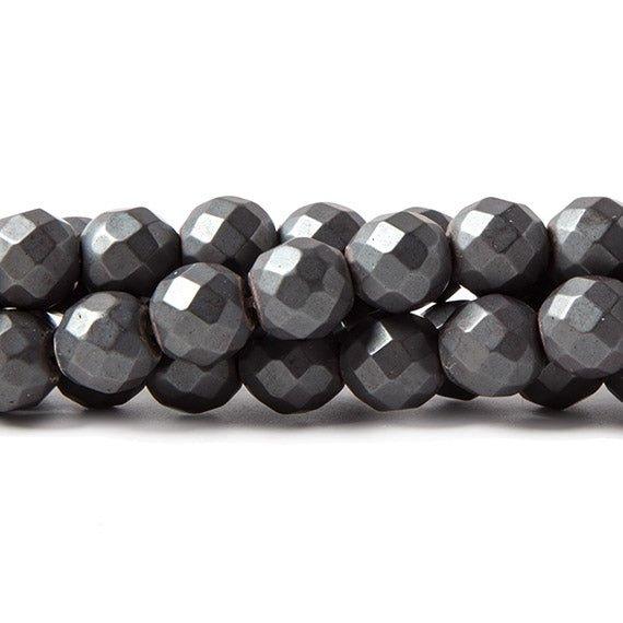 8mm Matte Hematite faceted round beads 15.5 inch 53 pieces - The Bead Traders