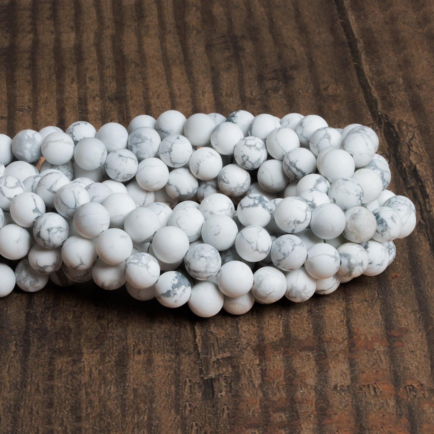 8mm Matte Howlite Plain Rounds 15 inch 44 beads - The Bead Traders