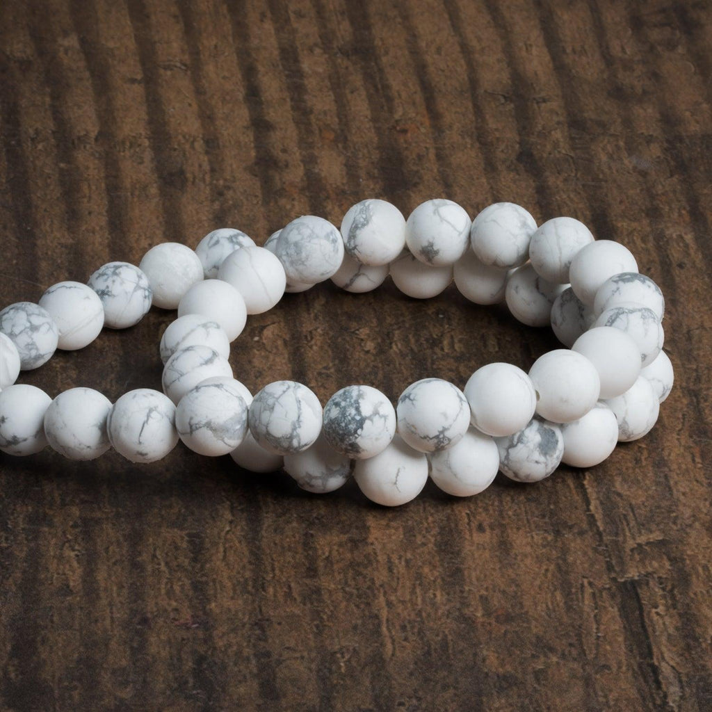 8mm Matte Howlite Plain Rounds 15 inch 44 beads - The Bead Traders