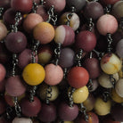 8mm Matte Moukaite Jasper plain round Black Gold plated Chain by the foot with 22 pieces - The Bead Traders