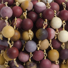 8mm Matte Moukaite Jasper plain round Gold plated Chain by the foot with 22 pieces - The Bead Traders