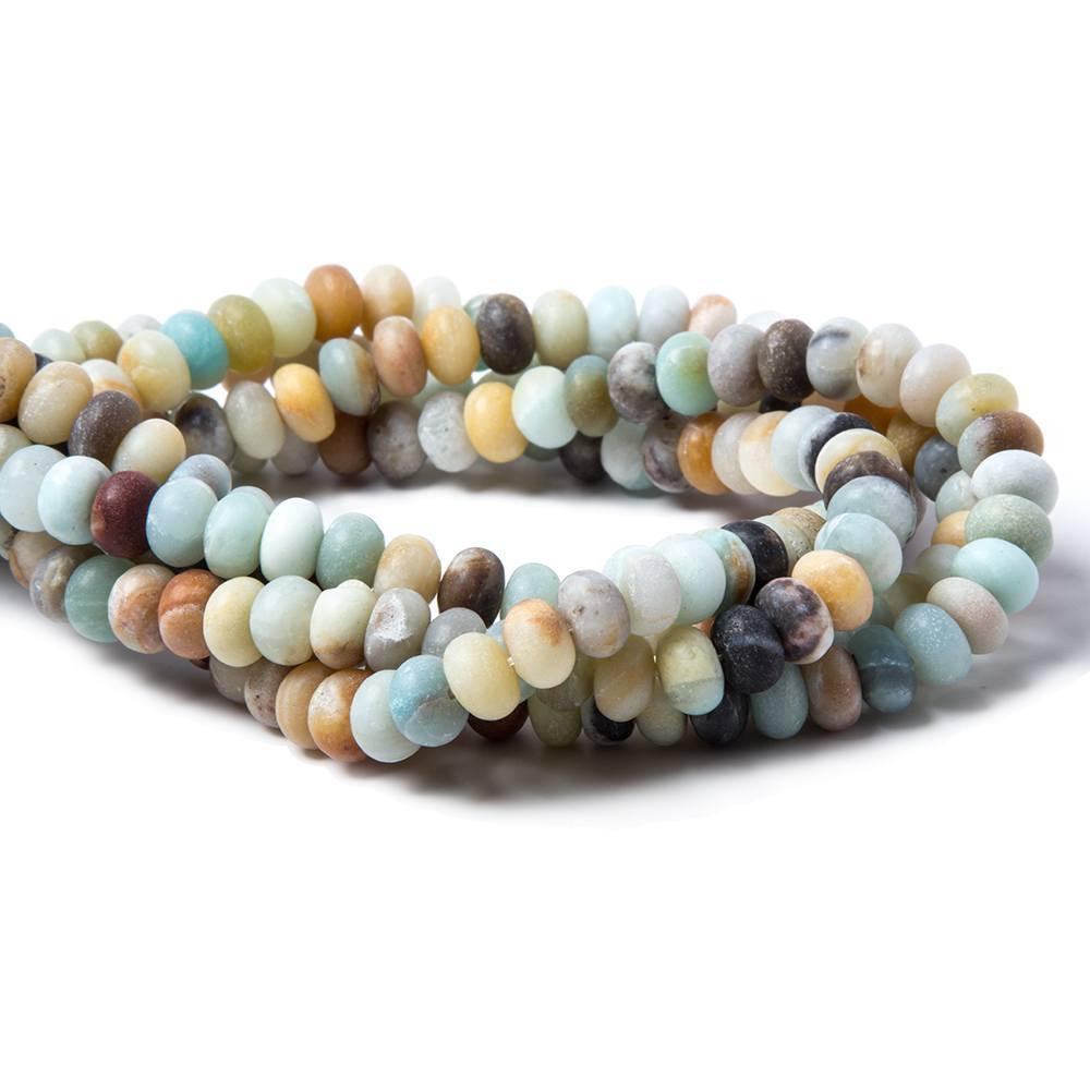 8mm Matte Multi Color Amazonite plain rondelle Beads 15.5 inch 67 pieces - The Bead Traders