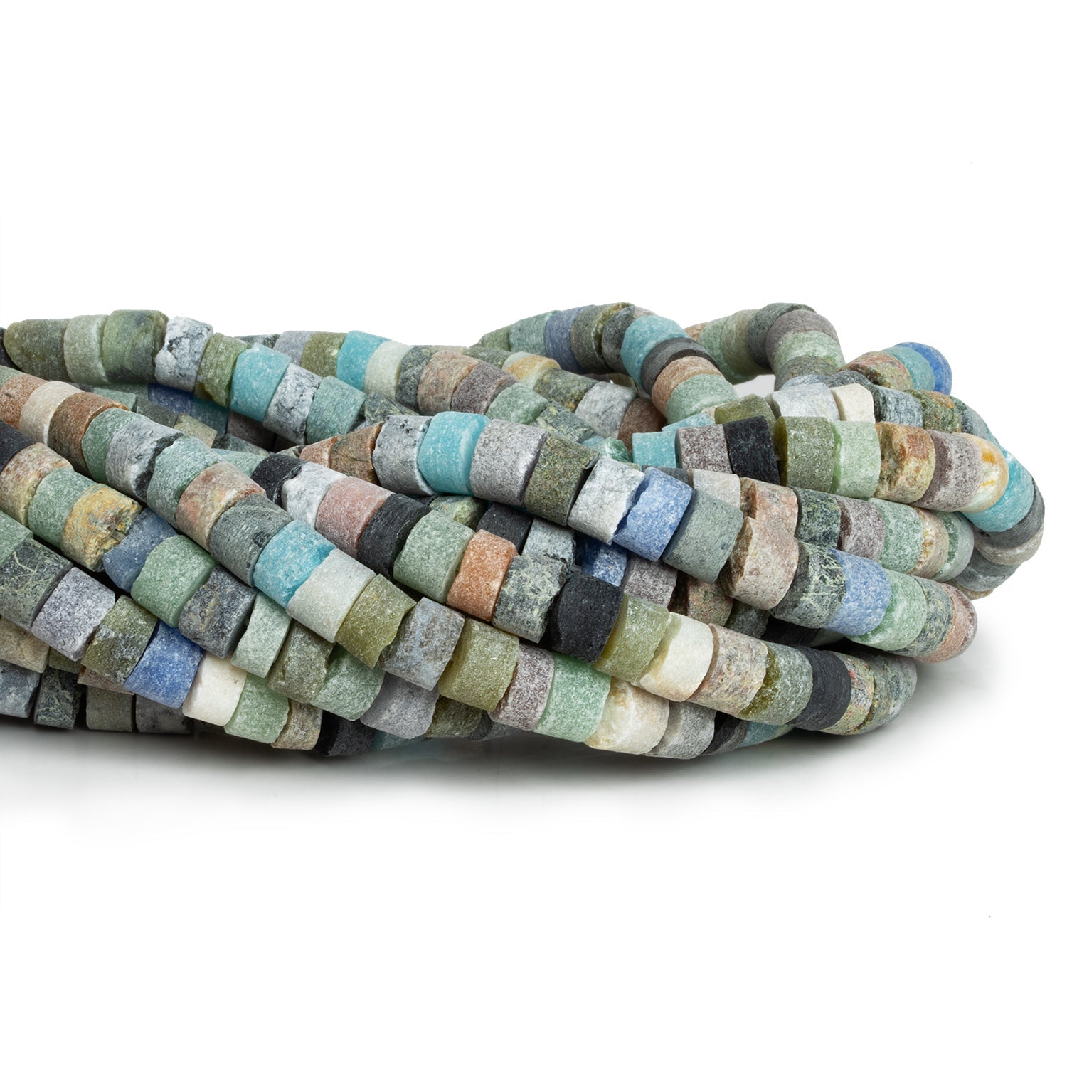 8mm Matte Multi Gemstone Heishis 15 inch 65 beads - The Bead Traders