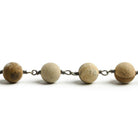8mm Matte Picture Jasper plain round Black Gold plated Chain by the foot with 22 pieces - The Bead Traders